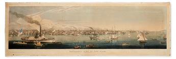 (NEW YORK CITY.) Havell, Jr., Robert. Panoramic View of New York (Taken from the North River).